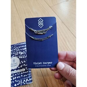 VioletHarper‎ Layered Necklace and Bracelet set, Silvertone NWT